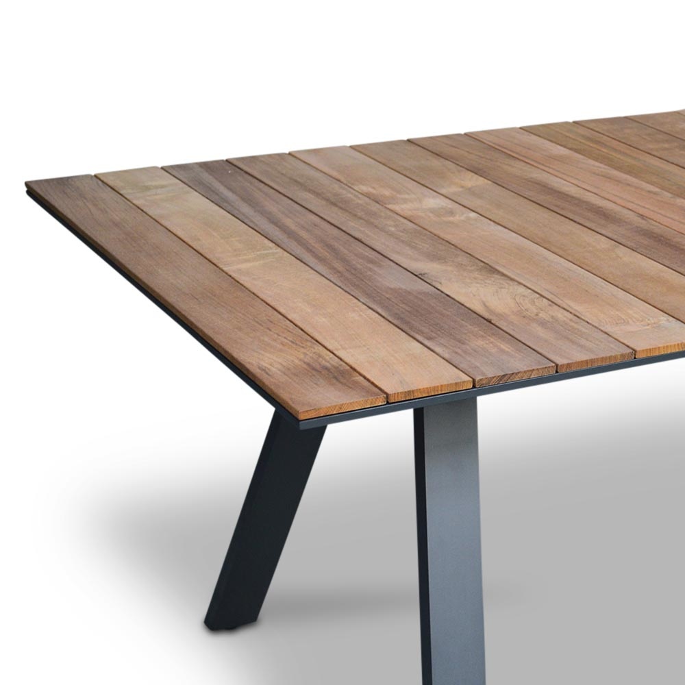 Nevada/Chester zwart dining tuinset 7-delig | teakhout + touw | 238cm