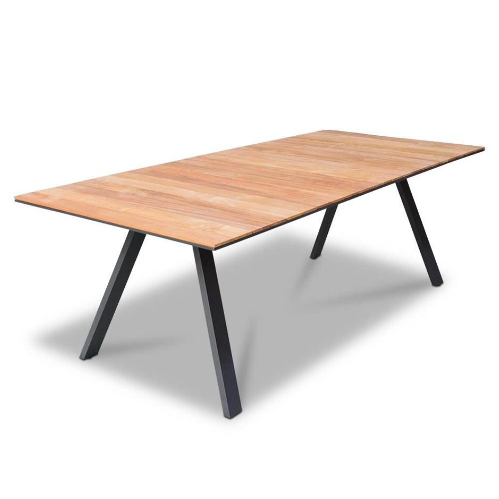 Nevada/Chester zwart dining tuinset 7-delig | teakhout + touw | 238cm