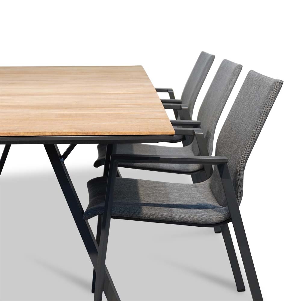 Nevada/Fardau Negro dining tuinset 7-delig | teakhout + textileen | 238cm