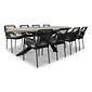 BUITEN living Stockholm/Seville zwart dining tuinset | 8 personen | betonlook + touw | 280cm
