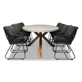 Livorno/Portofino zwart dining tuinset | 8 personen | betonlook + touw | 280cm