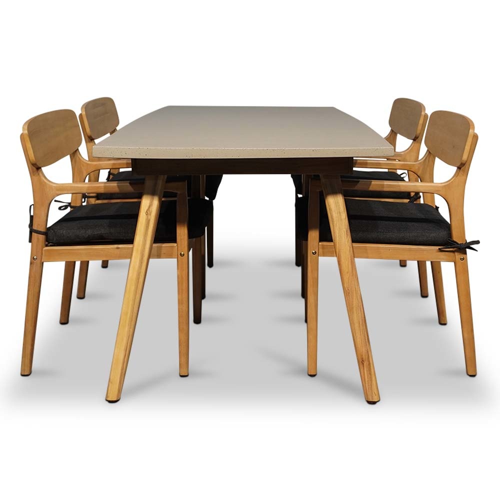 Copenhagen/Rixos dining tuinset 5-delig | betonlook + hardhout | 180cm