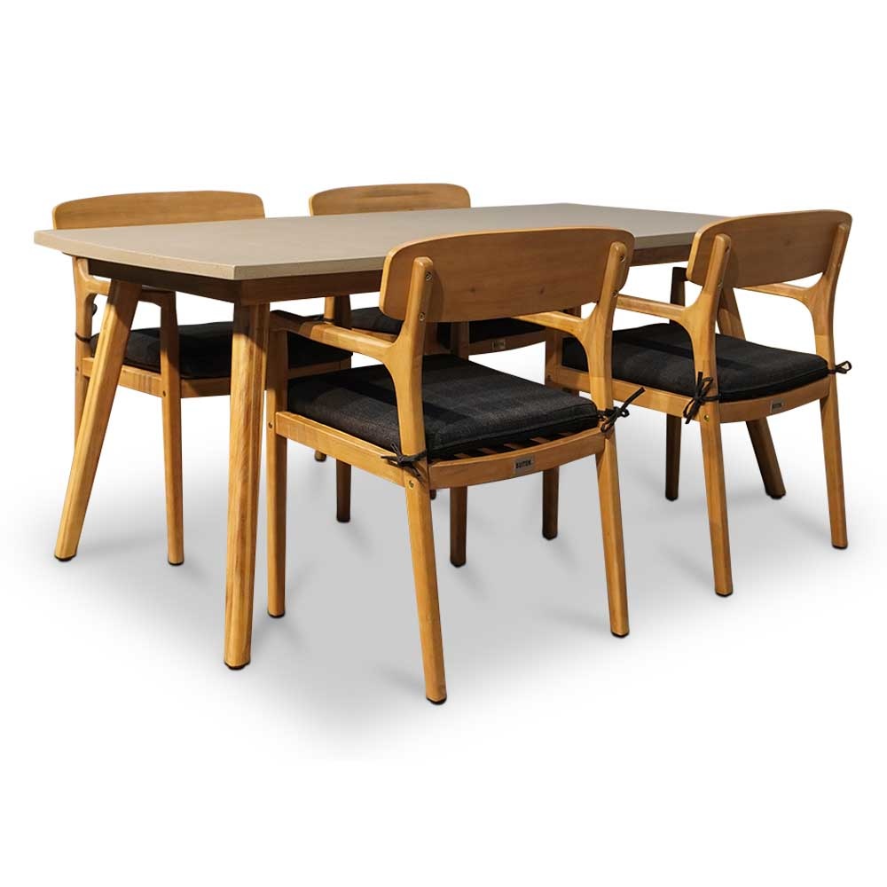Copenhagen/Rixos dining tuinset 5-delig | betonlook + hardhout | 180cm
