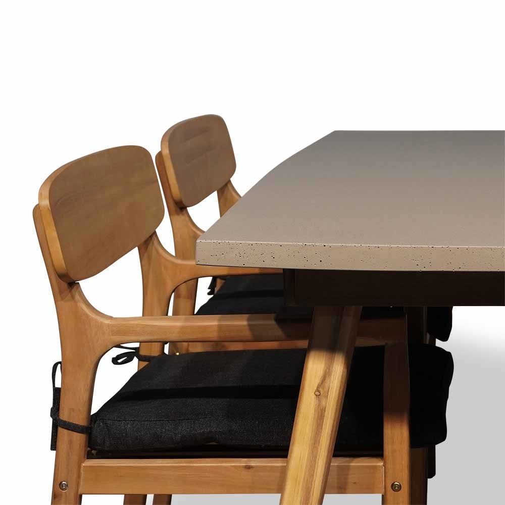 Copenhagen/Rixos dining tuinset 5-delig | betonlook + hardhout | 180cm