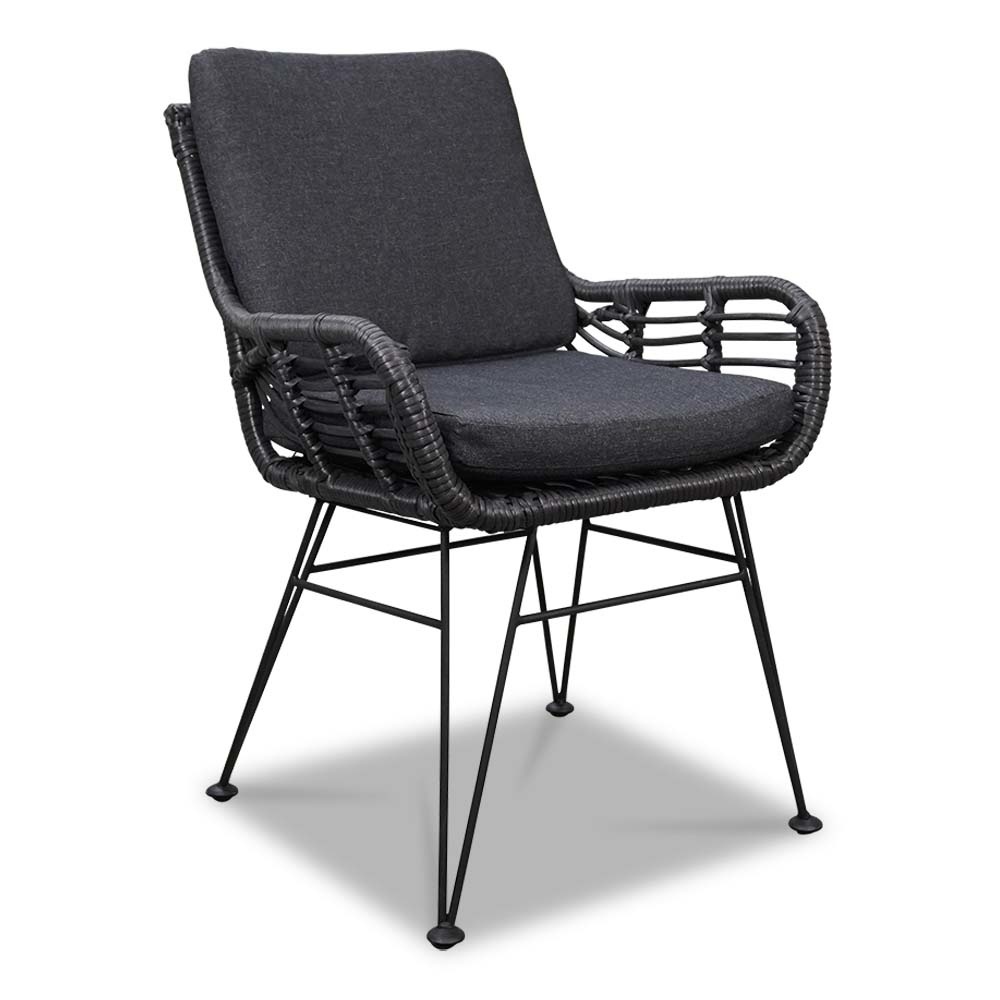Copenhagen/Carlos Charcoal dining tuinset 5-delig | betonlook + wicker | 180cm