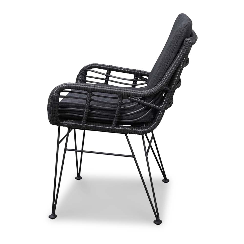 Copenhagen/Carlos Charcoal dining tuinset 5-delig | betonlook + wicker | 180cm