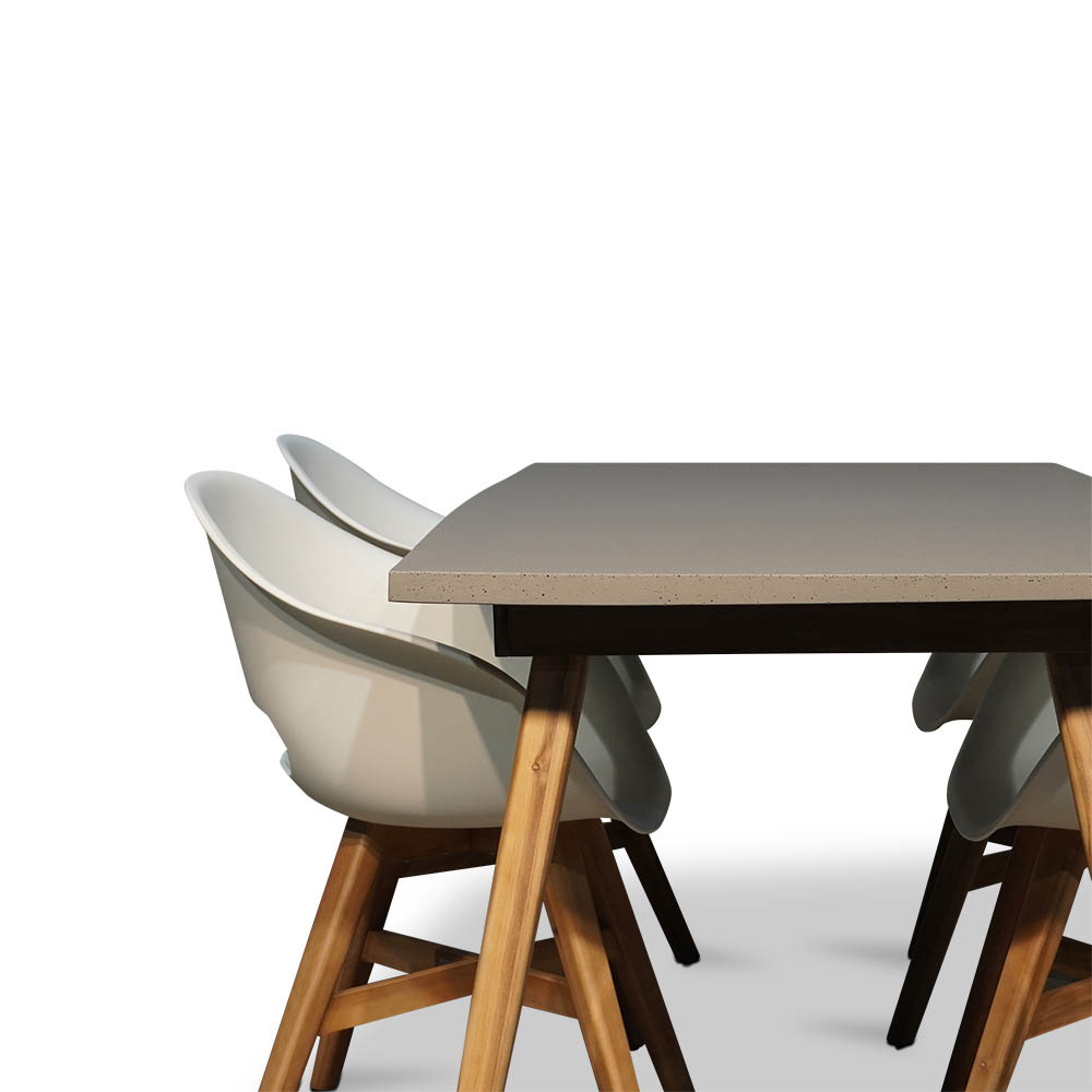 Copenhagen/Karlstad wit dining tuinset 5-delig | betonlook + kunststof | 180cm