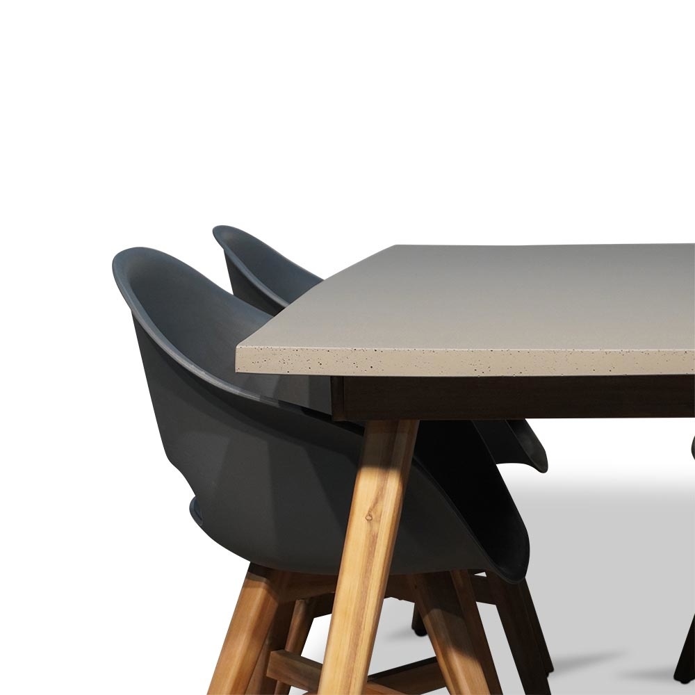 Copenhagen/Karlstad antraciet dining tuinset 5-delig | betonlook + kunststof | 180cm