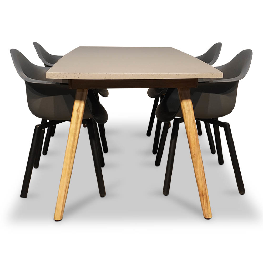 Copenhagen/Montreux dining tuinset 5-delig | betonlook + kunststof | 180cm
