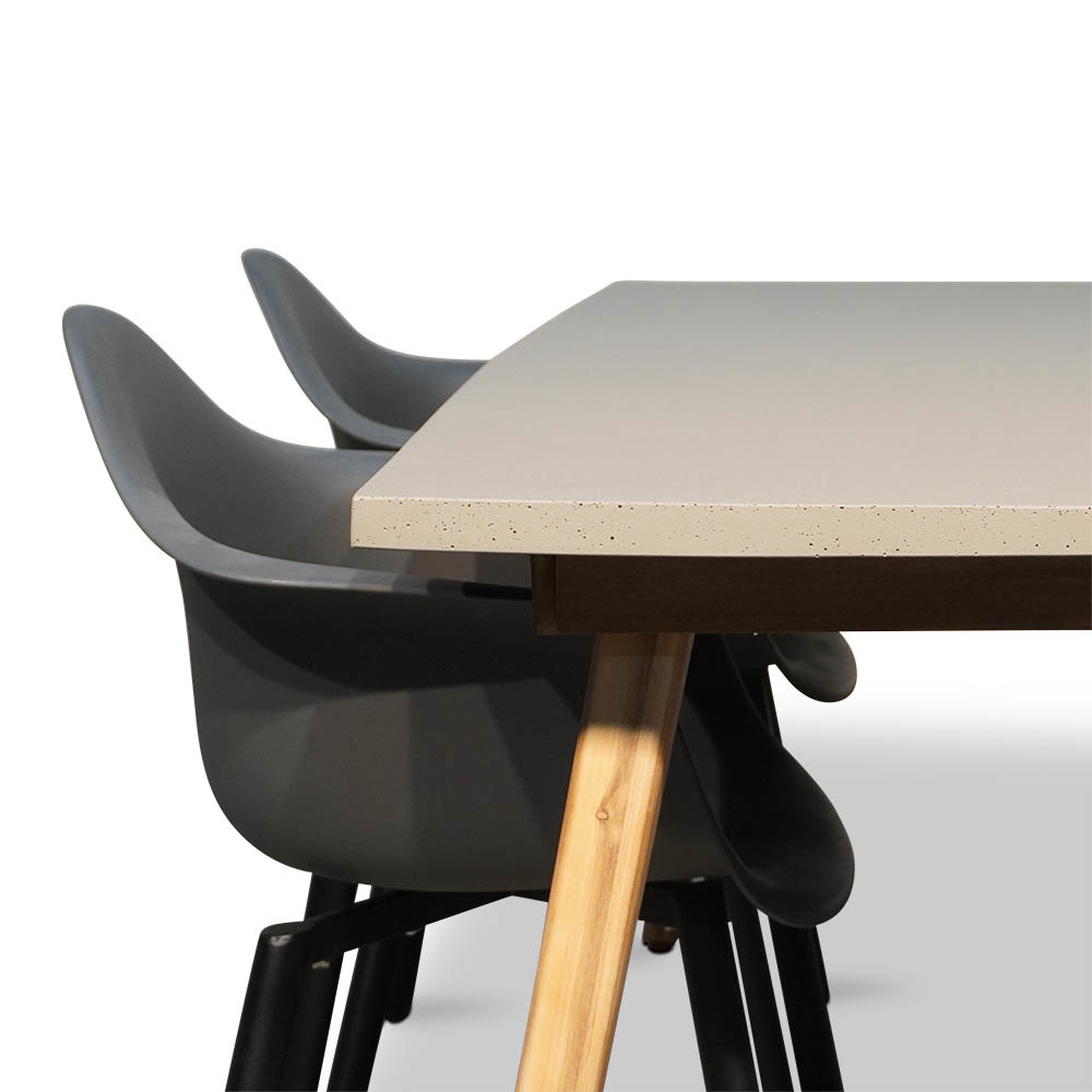 Copenhagen/Montreux dining tuinset 5-delig | betonlook + kunststof | 180cm