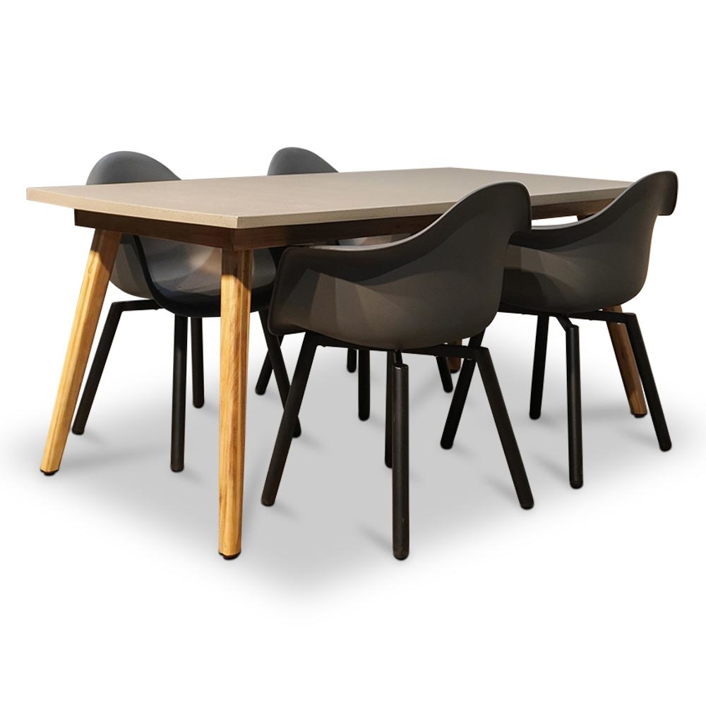 Copenhagen/Montreux dining tuinset 5-delig | betonlook + kunststof | 180cm