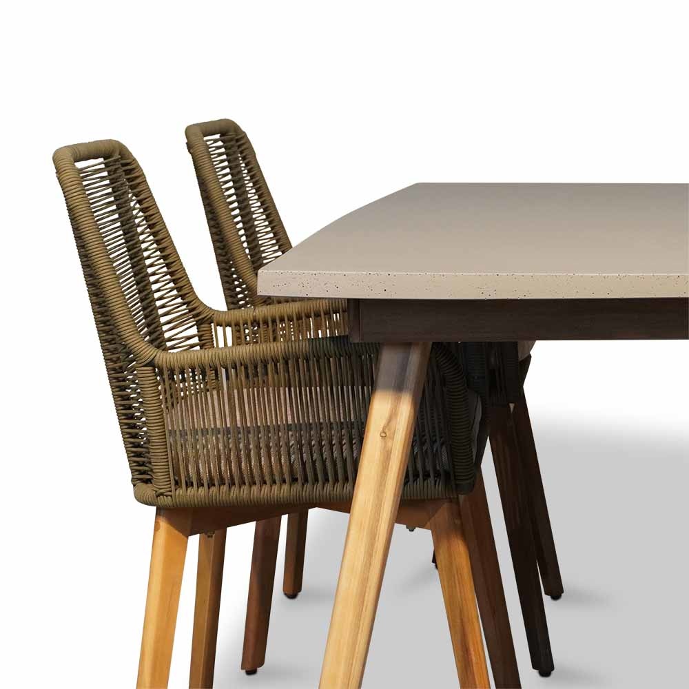 Copenhagen/Padua dining tuinset 5-delig | betonlook + touw | 180cm