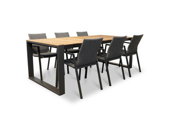 Altanta/Fardau dining tuinset | 6 personen | teakhout + textileen | 218cm