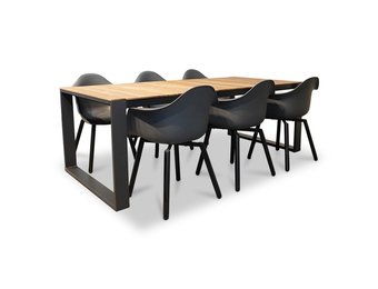 Atlanta/Montreux dining tuinset | 6 personen | teakhout + kunststof | 218cm