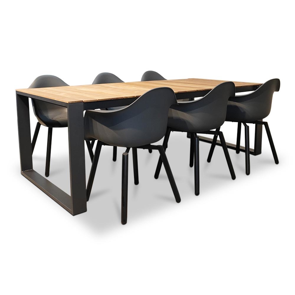 Atlanta/Montreux dining tuinset | 6 personen | teakhout + kunststof | 218cm afbeelding