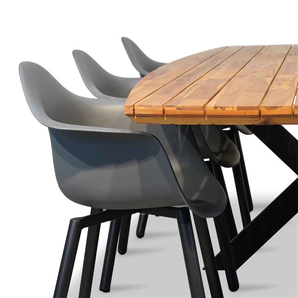 Salo/Montreux dining tuinset 7-delig | hardhout + kunststof | 240cm