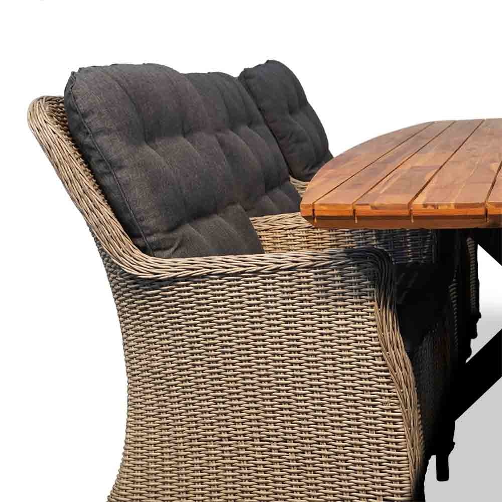Salo/Elip Natural Grey dining tuinset 7-delig | hardhout + wicker | 240cm