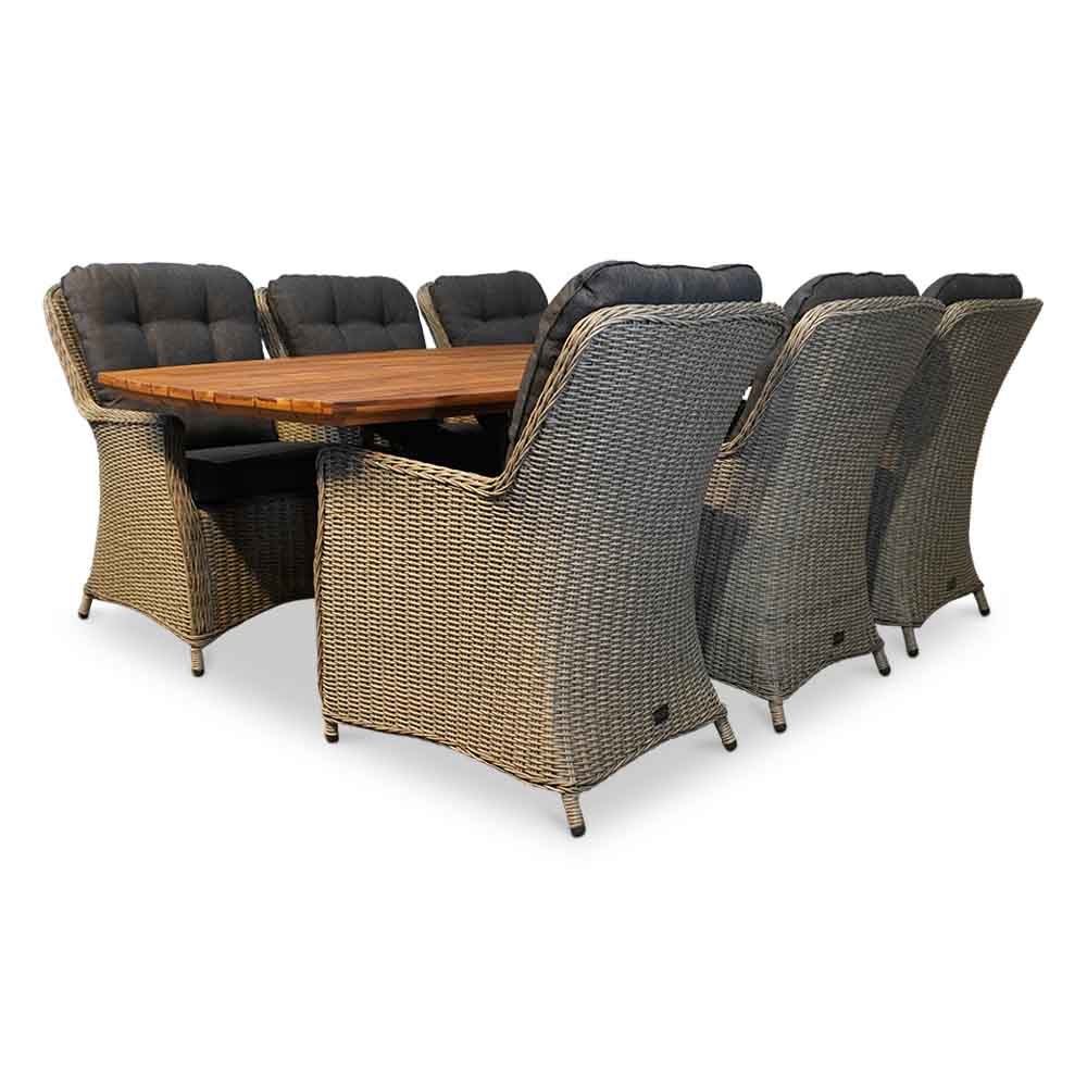 Salo/Elip Natural Grey dining tuinset 7-delig | hardhout + wicker | 240cm