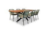 Salo/Seville mint dining tuinset | 6 personen | hardhout + touw | 240cm