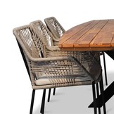 Salo/Seville zand dining tuinset | 6 personen | hardhout + touw | 240cm