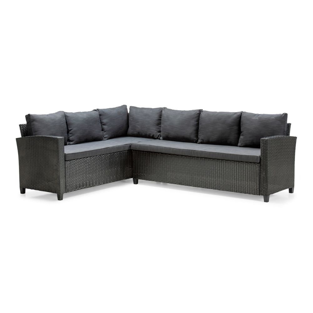 Stockholm hoek loungeset | wicker | hoge zitting | zwart