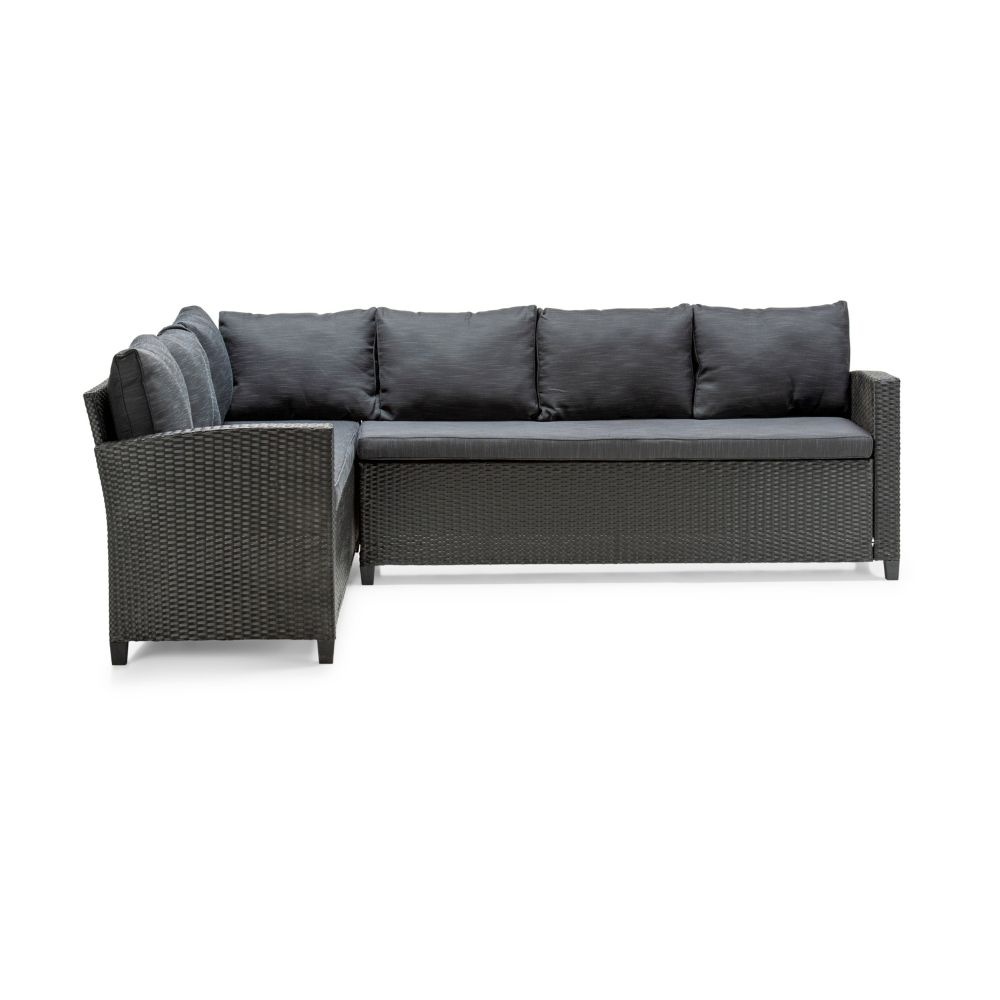 Stockholm hoek loungeset | wicker | hoge zitting | zwart