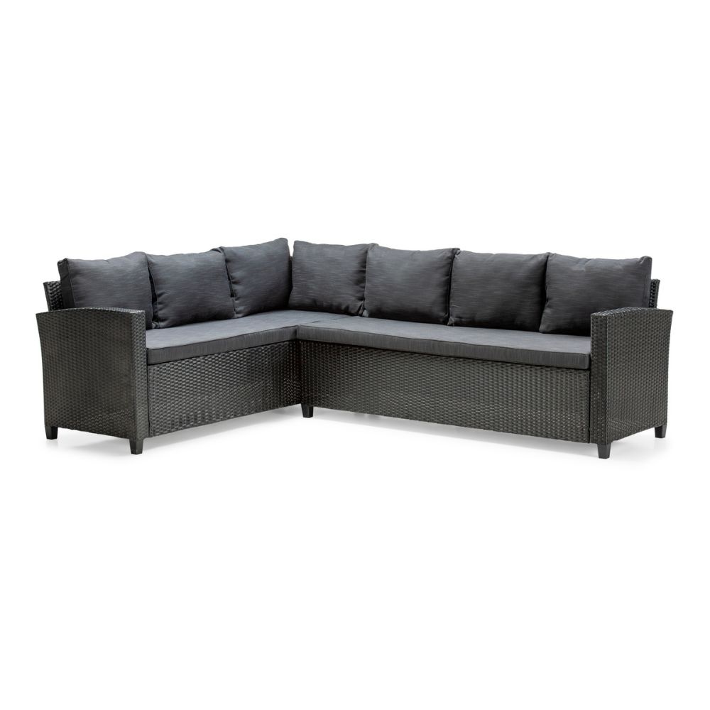 Stockholm hoek loungeset | wicker | hoge zitting | zwart