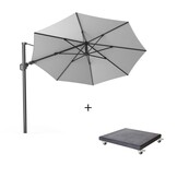 Challenger T² zweefparasol | Ø350cm rond met Modena parasolvoet 90kg | Light grey