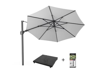 Challenger T² zweefparasol | Ø350cm rond met parasolvoet 90kg & hoes | wit