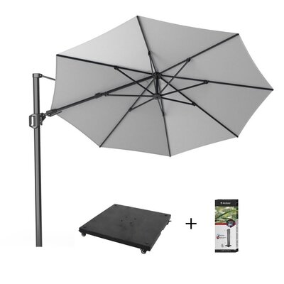 Challenger T² zweefparasol | Ø350cm rond met parasolvoet 90kg & hoes | Light Grey