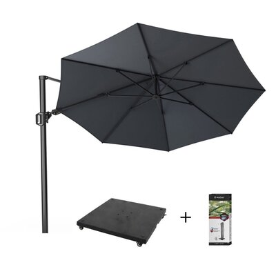 Challenger T² zweefparasol | Ø350cm rond met parasolvoet 90kg & hoes | antraciet