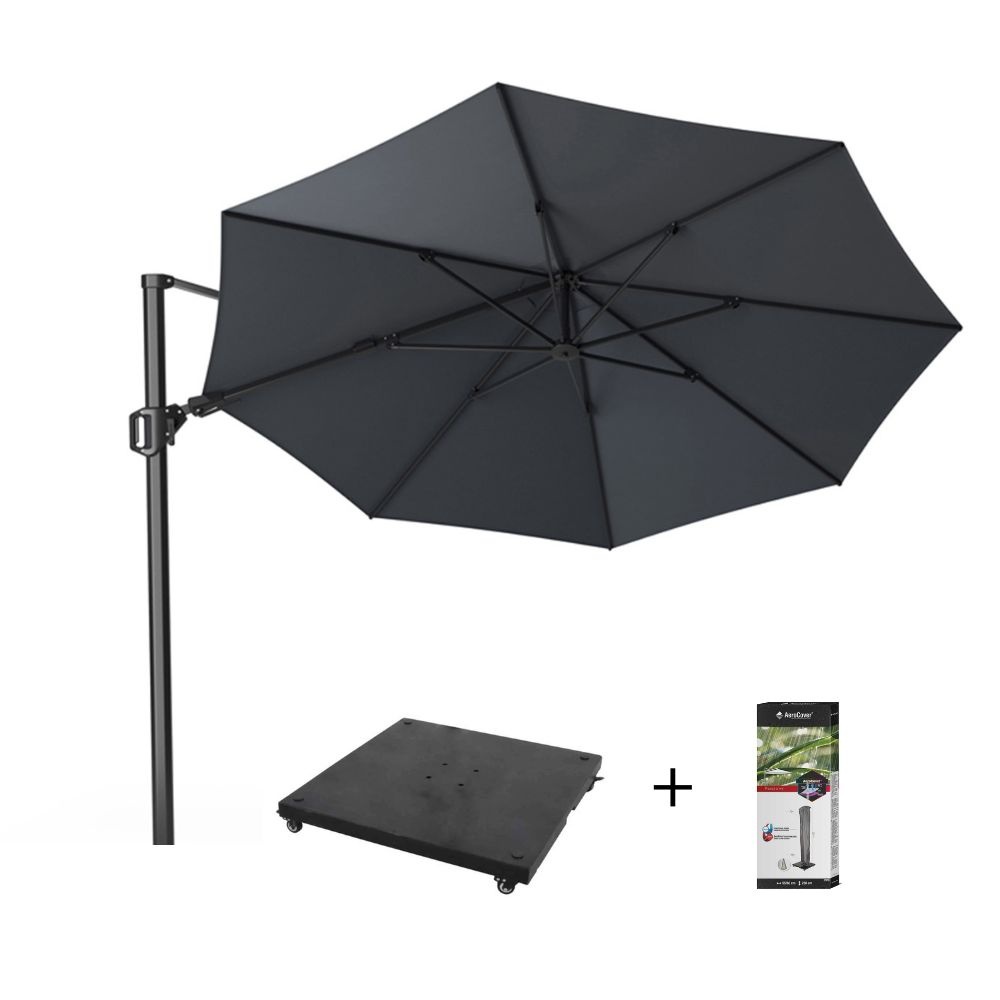 Challenger T² zweefparasol Ø3,50m | antraciet + 90kg voet & hoes