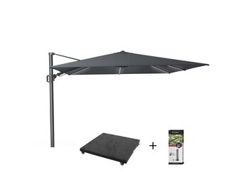 Challenger T² Glow zweefparasol | 300x300cm met parasolvoet 90kg & hoes | antraciet