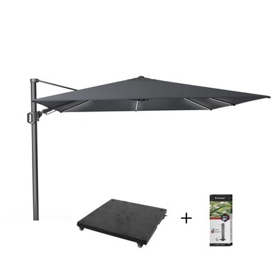 Challenger T² Glow zweefparasol | 300x300cm met parasolvoet 90kg & hoes | antraciet