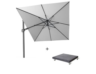 Challenger T² zweefparasol | 350x260cm met Modena parasolvoet 90kg | Light Grey