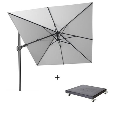 Challenger T² zweefparasol | 350x260cm met Modena parasolvoet 90kg | Light Grey