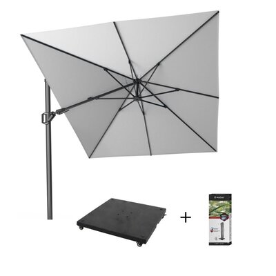Challenger T² zweefparasol | 350x260cm met parasolvoet 90kg & hoes | Light Grey