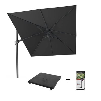 Challenger T² zweefparasol - premium doek | 350x260cm met parasolvoet 90kg & hoes | Faded Black