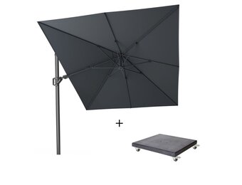 Challenger T² zweefparasol | 350x260cm met Modena parasolvoet 90kg | antraciet