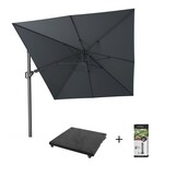 Challenger T² zweefparasol | 350x260cm met parasolvoet 90kg & hoes | antraciet