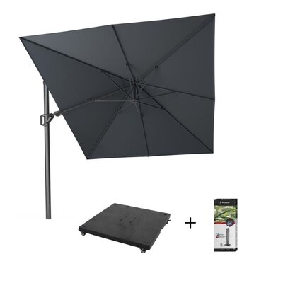 Challenger T² zweefparasol | 350x260cm met parasolvoet 90kg & hoes | antraciet