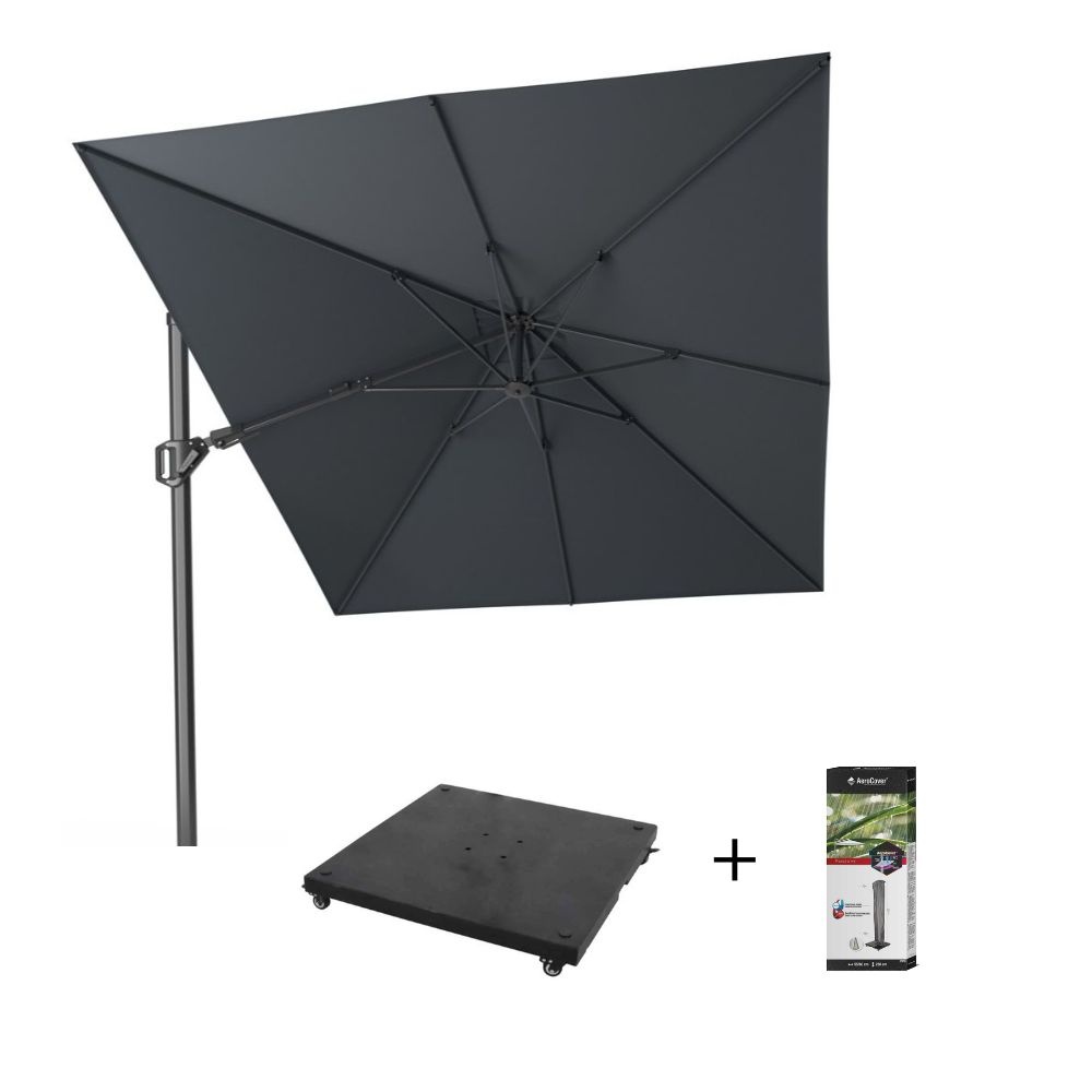 Challenger T² zweefparasol | 350x260cm met parasolvoet 90kg & hoes | antraciet