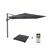 Challenger T² zweefparasol | 300x300cm met parasolvoet 90kg & hoes | zwart