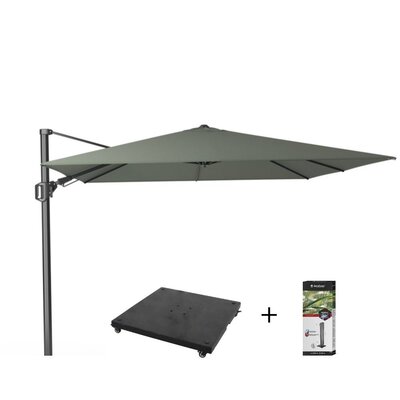 Challenger T² zweefparasol | 300x300cm met parasolvoet 90kg & hoes | olijfgroen