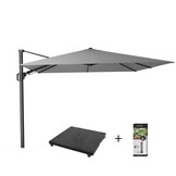 Challenger T² zweefparasol - premium doek | 300x300cm met parasolvoet 90kg & hoes | Manhattan