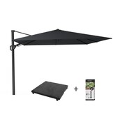 Challenger T² zweefparasol - premium doek | 300x300cm met parasolvoet 90kg & hoes | Faded Black