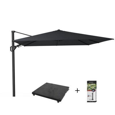 Challenger T² zweefparasol - premium doek | 300x300cm met parasolvoet 90kg & hoes | Faded Black