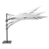 Challenger T² zweefparasol | Ø350cm rond met parasolvoet 90kg & hoes | wit