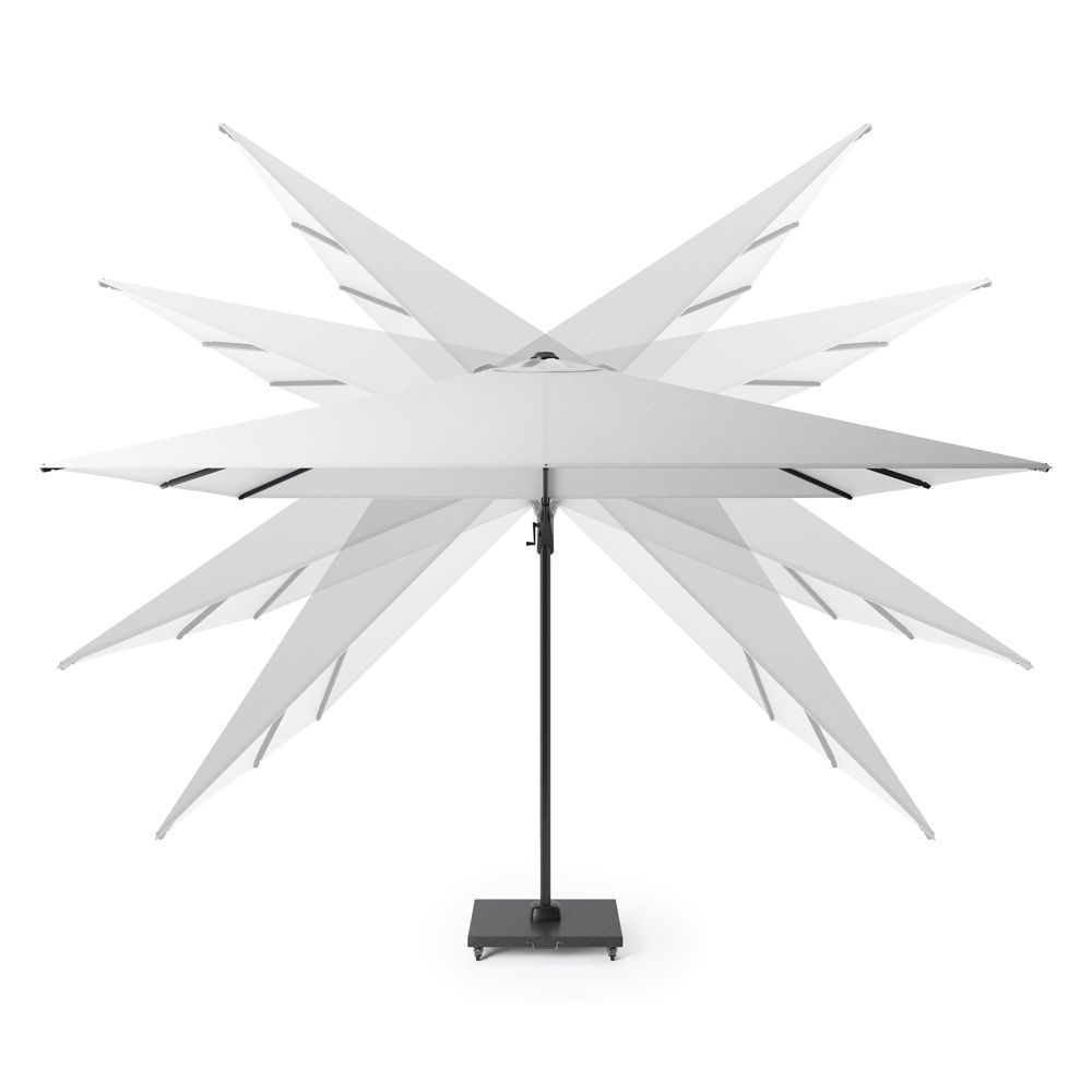 Challenger T² zweefparasol | Ø350cm rond met parasolvoet 90kg & hoes | zwart