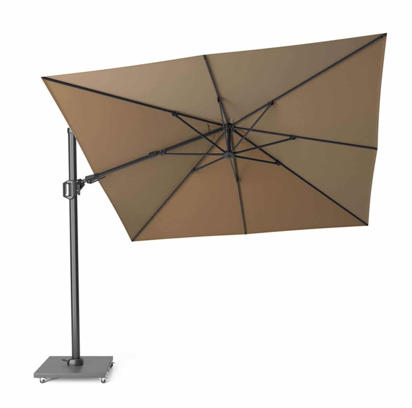 Challenger T² zweefparasol | 300x300cm met parasolvoet 90kg & hoes | taupe